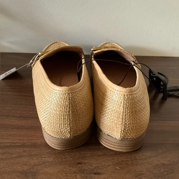 NWT Time and Tru Women's Faux Raffia Slip On Gold Buckle Loafers Flats Size 10 - Picture 4 of 7